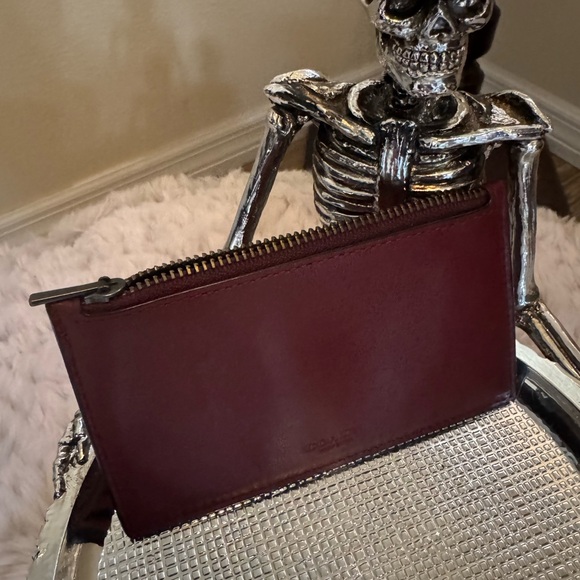 Coach Red Leather zip card case Style C4280 - Picture 4 of 5